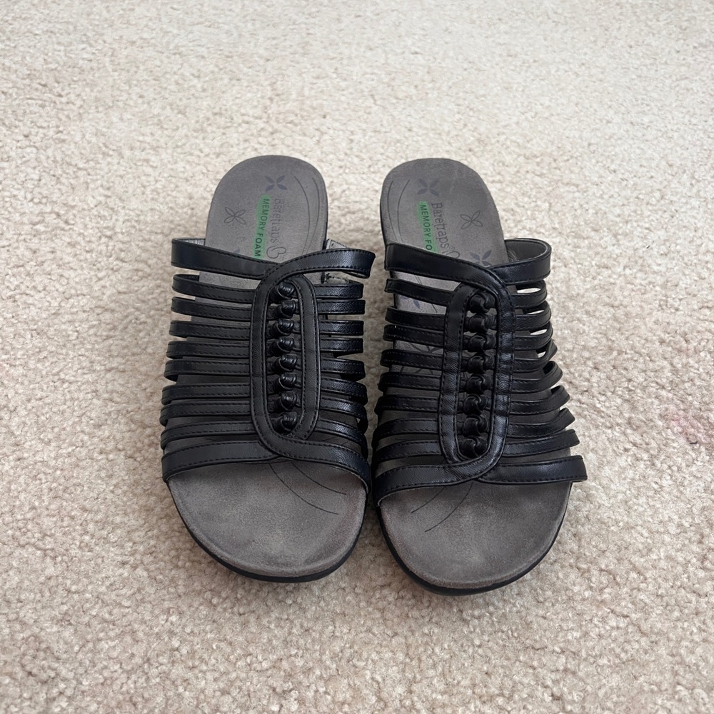 Baretraps Harlett Sandals Comfort Memory Foam Strappy Slides Black 7.5M